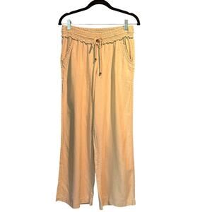 Honestee Size Medium Linen Blend Pants Light Khaki Timeless Classic Cool Comfy
